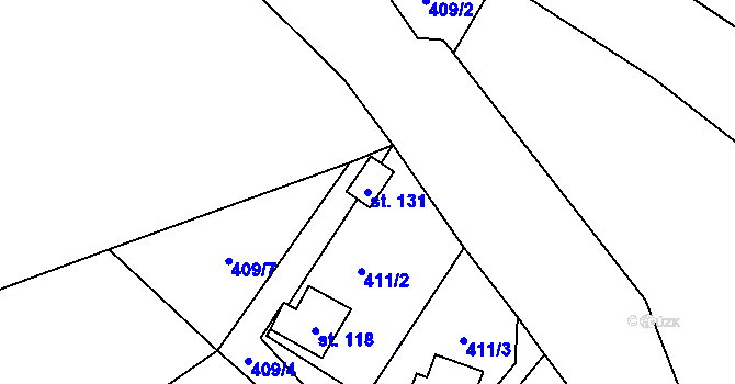Parcela st. 131 v KÚ Skrbovice, Katastrální mapa
