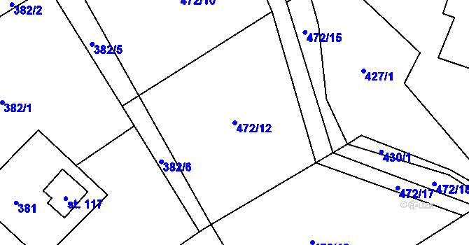 Parcela st. 472/12 v KÚ Skrbovice, Katastrální mapa