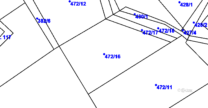 Parcela st. 472/16 v KÚ Skrbovice, Katastrální mapa