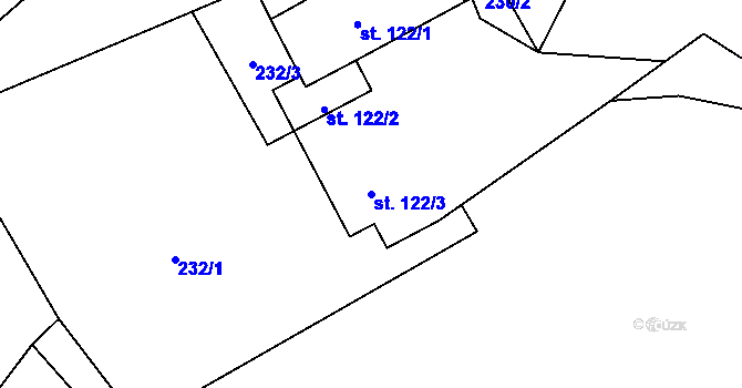 Parcela st. 122/3 v KÚ Široká Niva, Katastrální mapa