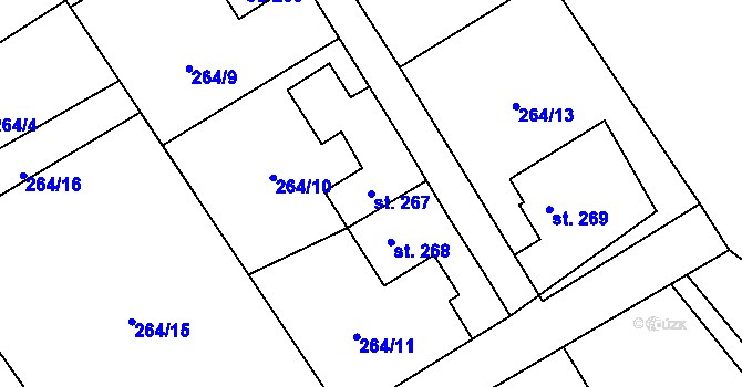 Parcela st. 267 v KÚ Široká Niva, Katastrální mapa