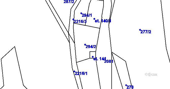 Parcela st. 294/2 v KÚ Široká Niva, Katastrální mapa