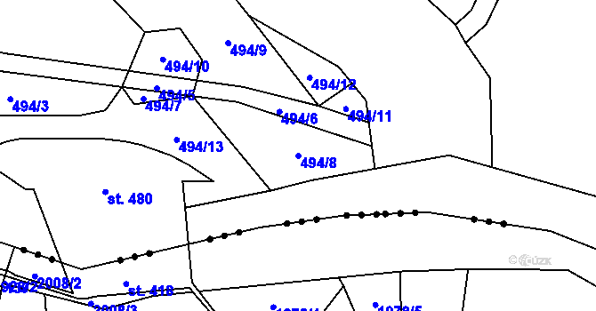 Parcela st. 494/8 v KÚ Široká Niva, Katastrální mapa