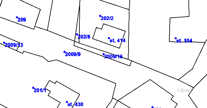 Parcela st. 2009/16 v KÚ Široká Niva, Katastrální mapa