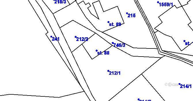 Parcela st. 88 v KÚ Markvartice u Široké Nivy, Katastrální mapa