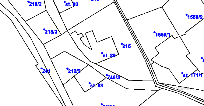 Parcela st. 89 v KÚ Markvartice u Široké Nivy, Katastrální mapa