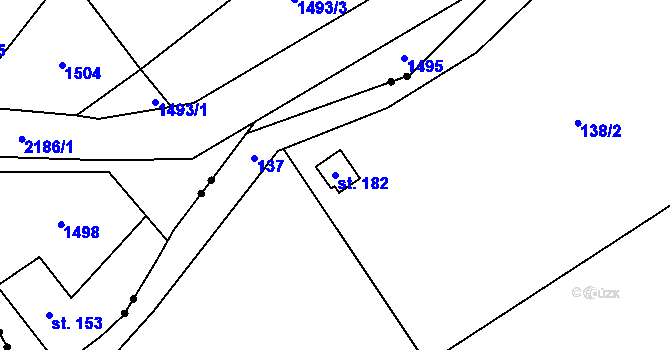 Parcela st. 182 v KÚ Markvartice u Široké Nivy, Katastrální mapa