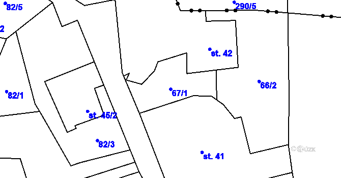 Parcela st. 67/1 v KÚ Markvartice u Široké Nivy, Katastrální mapa