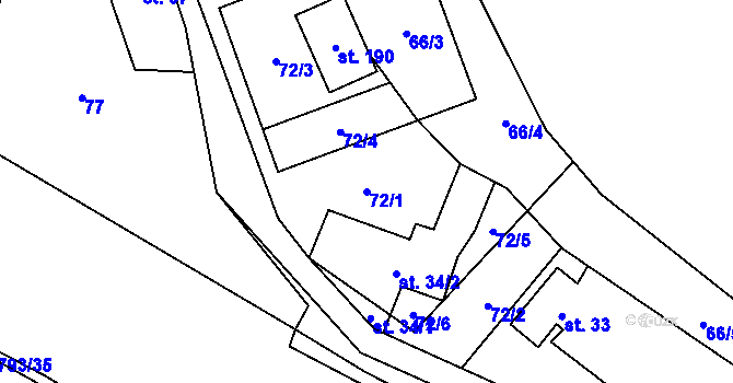 Parcela st. 72/1 v KÚ Markvartice u Široké Nivy, Katastrální mapa