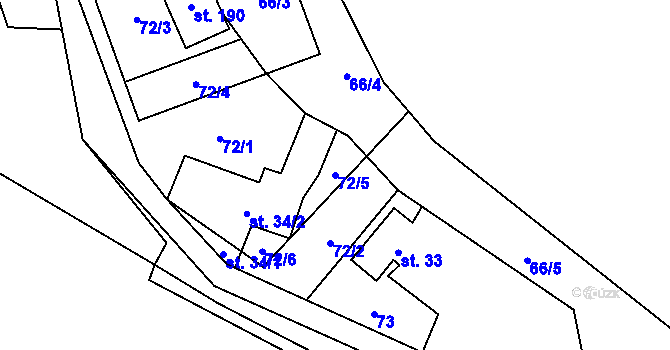Parcela st. 72/5 v KÚ Markvartice u Široké Nivy, Katastrální mapa
