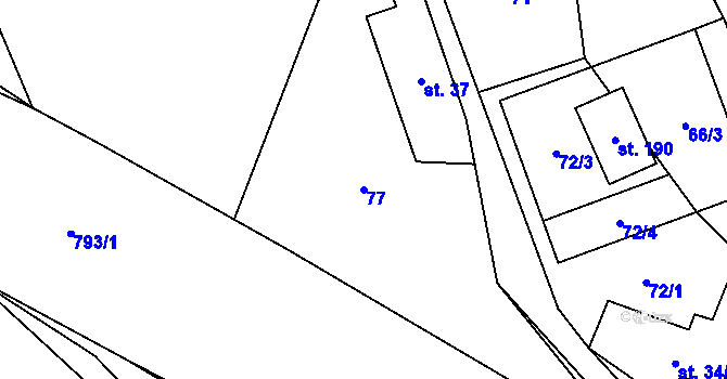Parcela st. 77 v KÚ Markvartice u Široké Nivy, Katastrální mapa