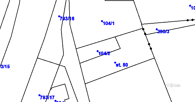 Parcela st. 104/2 v KÚ Markvartice u Široké Nivy, Katastrální mapa