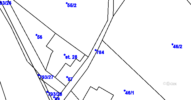 Parcela st. 784 v KÚ Markvartice u Široké Nivy, Katastrální mapa