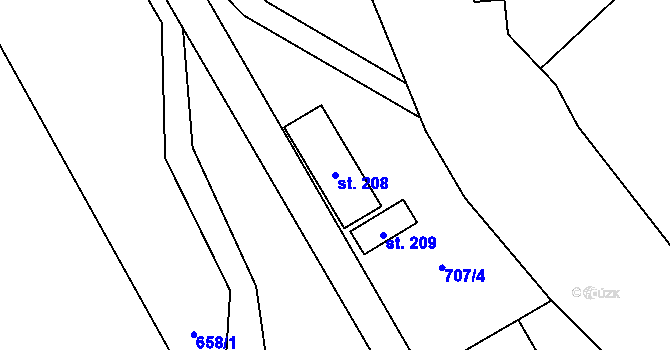 Parcela st. 208 v KÚ Markvartice u Široké Nivy, Katastrální mapa