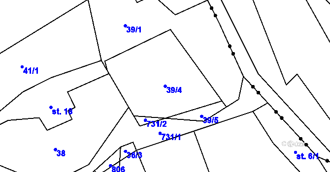 Parcela st. 39/4 v KÚ Markvartice u Široké Nivy, Katastrální mapa