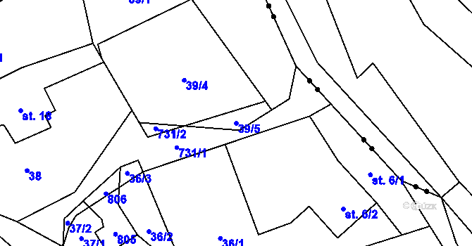 Parcela st. 39/5 v KÚ Markvartice u Široké Nivy, Katastrální mapa