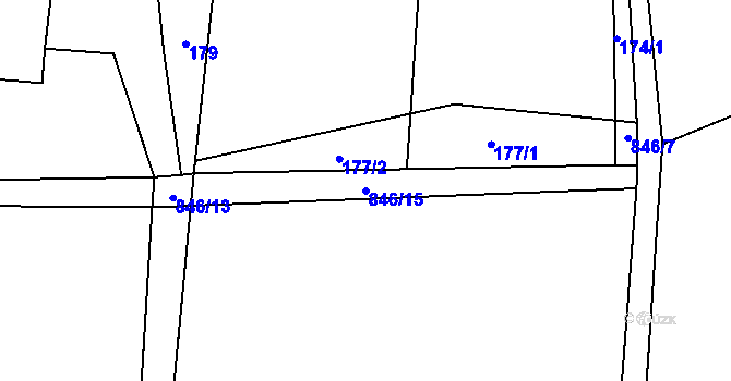 Parcela st. 846/15 v KÚ Široký Důl, Katastrální mapa