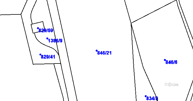 Parcela st. 846/21 v KÚ Široký Důl, Katastrální mapa