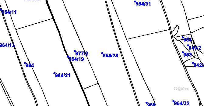 Parcela st. 964/28 v KÚ Široký Důl, Katastrální mapa