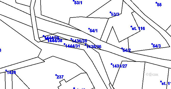 Parcela st. 1436/36 v KÚ Široký Důl, Katastrální mapa