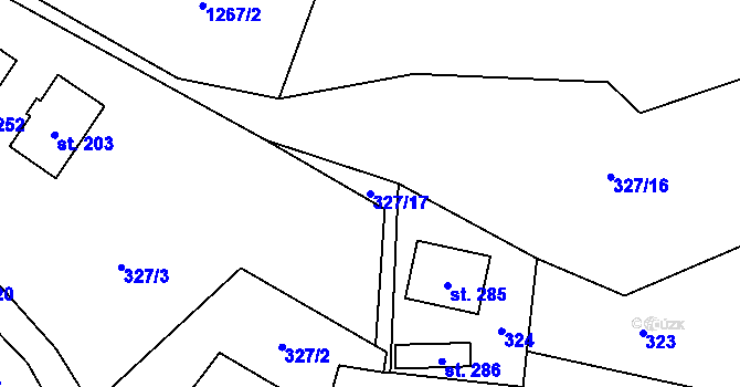 Parcela st. 327/17 v KÚ Široký Důl, Katastrální mapa
