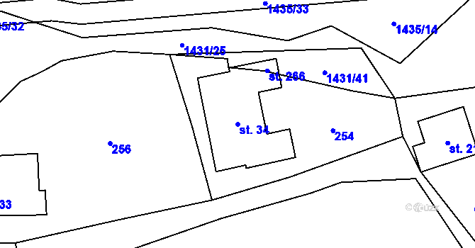 Parcela st. 34 v KÚ Široký Důl, Katastrální mapa