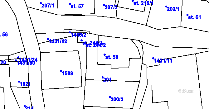 Parcela st. 59 v KÚ Široký Důl, Katastrální mapa