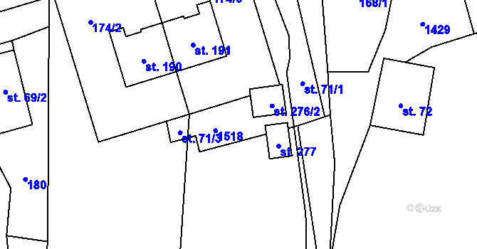 Parcela st. 71/2 v KÚ Široký Důl, Katastrální mapa