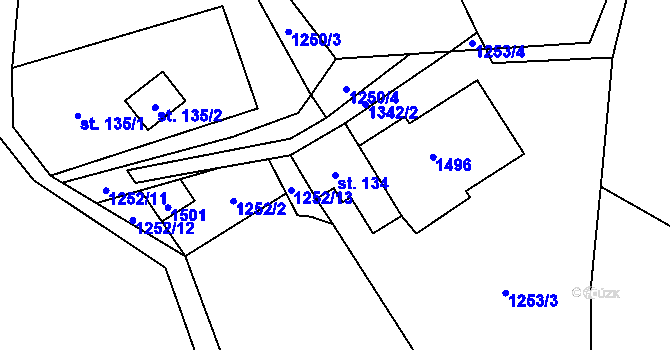 Parcela st. 134 v KÚ Široký Důl, Katastrální mapa