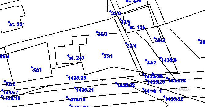 Parcela st. 33/1 v KÚ Široký Důl, Katastrální mapa