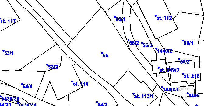 Parcela st. 55 v KÚ Široký Důl, Katastrální mapa