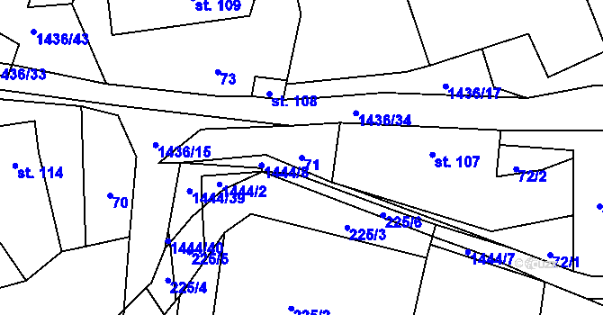 Parcela st. 71 v KÚ Široký Důl, Katastrální mapa