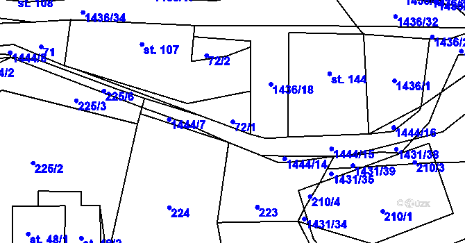 Parcela st. 72/1 v KÚ Široký Důl, Katastrální mapa