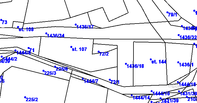 Parcela st. 72/2 v KÚ Široký Důl, Katastrální mapa