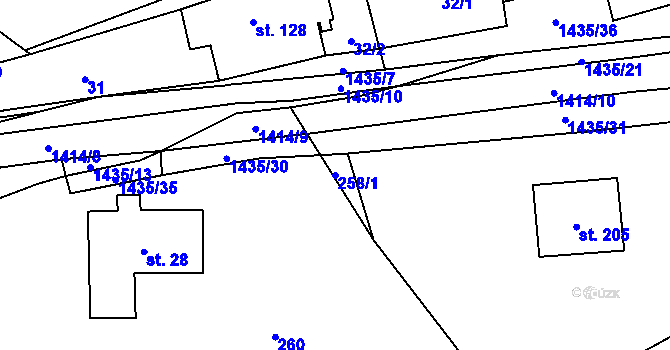 Parcela st. 258/1 v KÚ Široký Důl, Katastrální mapa