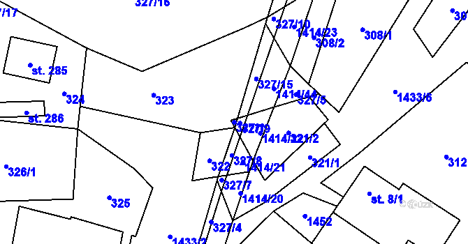 Parcela st. 327/1 v KÚ Široký Důl, Katastrální mapa