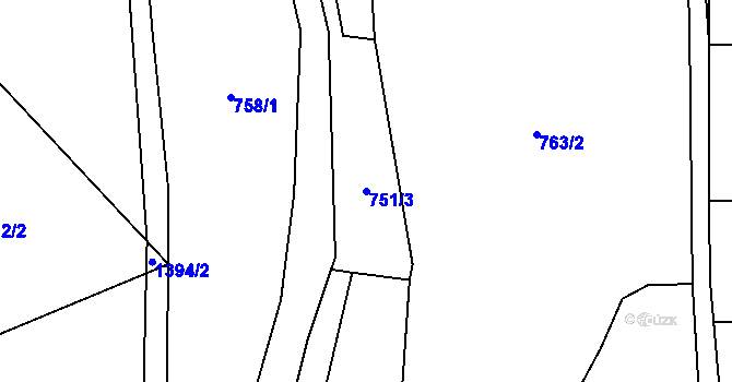 Parcela st. 751/3 v KÚ Široký Důl, Katastrální mapa