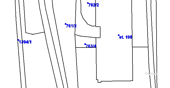 Parcela st. 763/4 v KÚ Široký Důl, Katastrální mapa