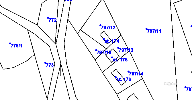 Parcela st. 797/18 v KÚ Široký Důl, Katastrální mapa
