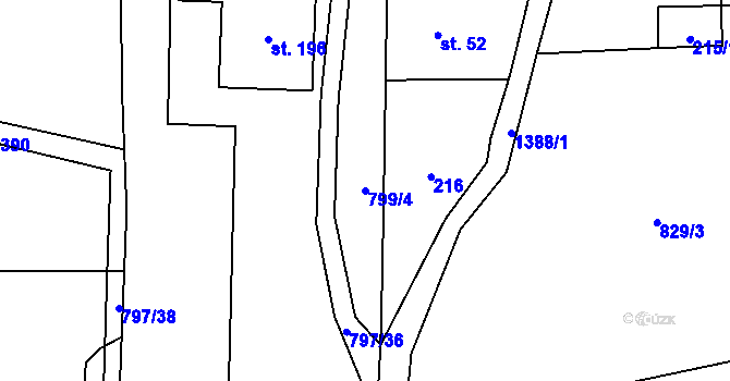 Parcela st. 799/4 v KÚ Široký Důl, Katastrální mapa