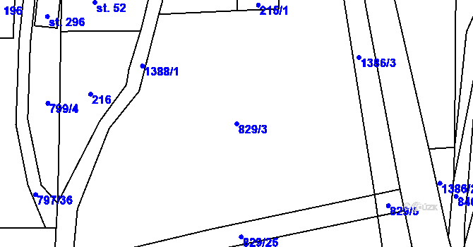 Parcela st. 829/3 v KÚ Široký Důl, Katastrální mapa
