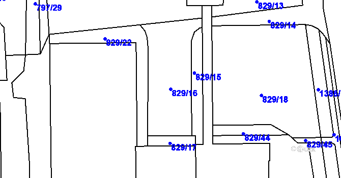 Parcela st. 829/16 v KÚ Široký Důl, Katastrální mapa