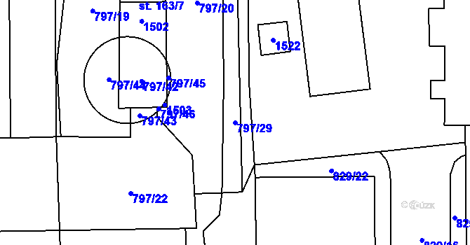 Parcela st. 797/29 v KÚ Široký Důl, Katastrální mapa