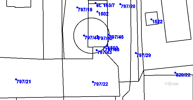 Parcela st. 797/43 v KÚ Široký Důl, Katastrální mapa
