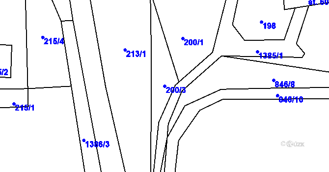Parcela st. 200/3 v KÚ Široký Důl, Katastrální mapa