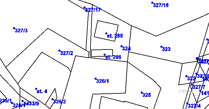 Parcela st. 286 v KÚ Široký Důl, Katastrální mapa