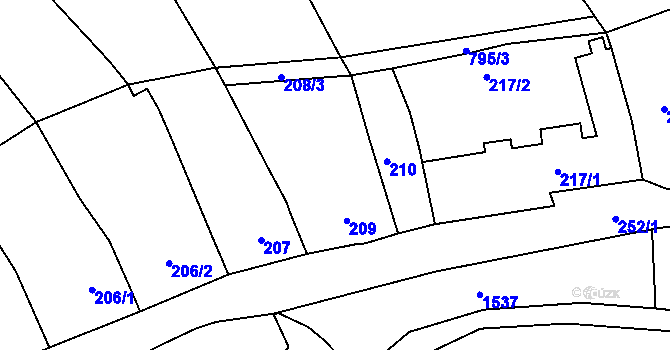Parcela st. 209 v KÚ Šišma, Katastrální mapa