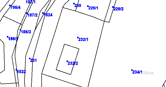 Parcela st. 232 v KÚ Šišma, Katastrální mapa