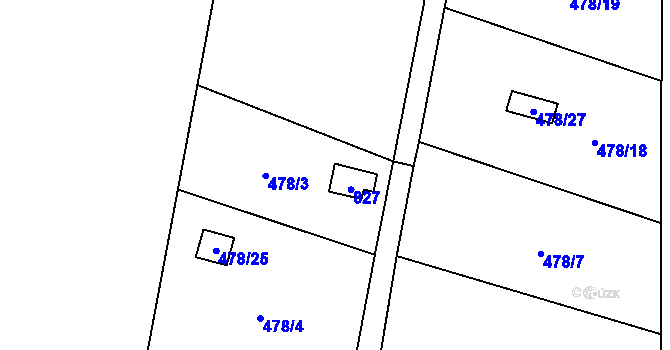Parcela st. 827 v KÚ Šišma, Katastrální mapa