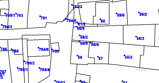 Parcela st. 58/5 v KÚ Šitbořice, Katastrální mapa